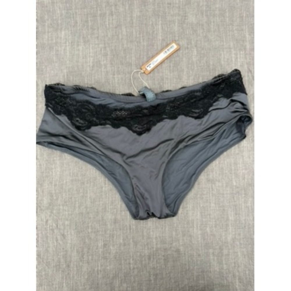 SKIMS Lace Swim Boyshort Gunmetal Grey Black Lace Lingerie Underwear Size L NWT
